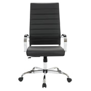 Benmar High-Back Leather Adjustable Office Conference Chair Chrome Black Office Chair Leisuremod