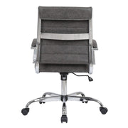 Benmar Mid-Back Leather Office Conference Chair Adjustable Height, Swivel, and Tilt Chrome Charcoal Office Chair Leisuremod