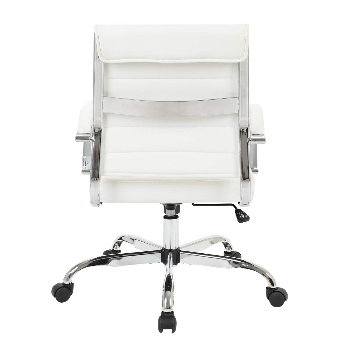 Benmar Mid-Back Leather Office Conference Chair Adjustable Height, Swivel, and Tilt Chrome Tan Office Chair Leisuremod