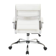 Benmar Mid-Back Leather Office Conference Chair Adjustable Height, Swivel, and Tilt Chrome Tan Office Chair Leisuremod