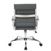 Benmar Mid-Back Leather Office Conference Chair Adjustable Height, Swivel, and Tilt Chrome Grey Office Chair Leisuremod