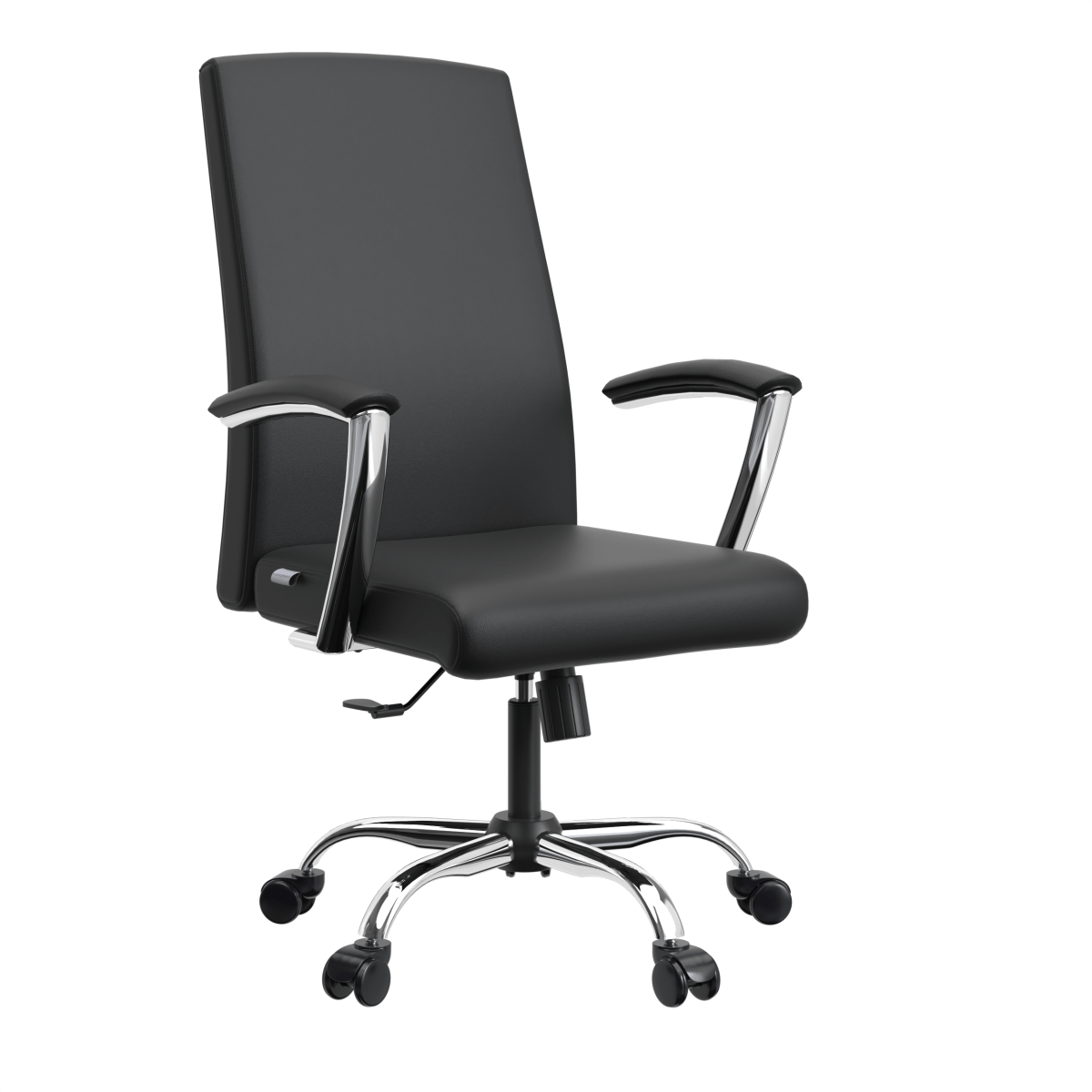 Leisuremod Office Chair Black Evander Modern Swivel Office Chair in  Leather with Adjustable Height and Silver Frame