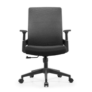 Brio Mid-Back Adjustable Office Chair Upholstered in Cotton Black Office Chair Leisuremod