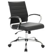 Benmar Mid-Back Leather Office Conference Chair Adjustable Height, Swivel, and Tilt Chrome Black Office Chair Leisuremod