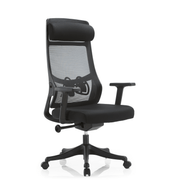 Dale Adjustable Upholstered Office Chair with Mesh Back Black Office Chair Leisuremod