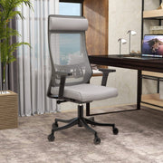 Dale Adjustable Upholstered Office Chair with Mesh Back Light Grey Office Chair Leisuremod