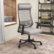 Dale Adjustable Upholstered Office Chair with Mesh Back Light Grey Office Chair Leisuremod