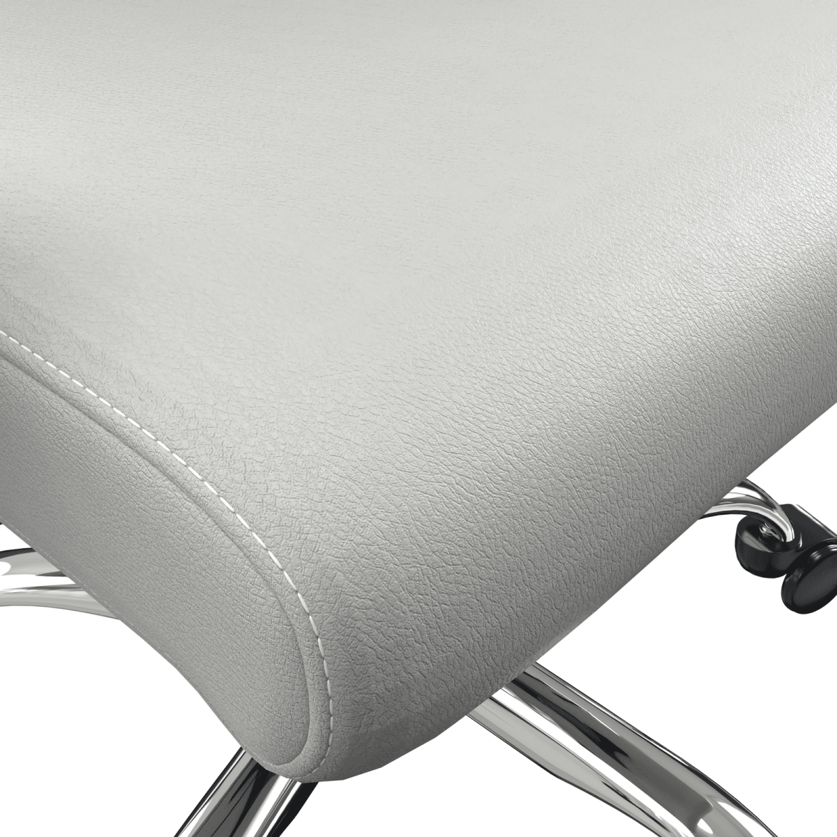 Evander Modern Swivel Office Chair in Leather with Adjustable Height and Silver Frame White Office Chair Leisuremod