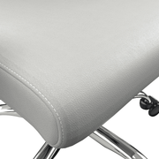 Evander Modern Swivel Office Chair in Leather with Adjustable Height and Silver Frame White Office Chair Leisuremod