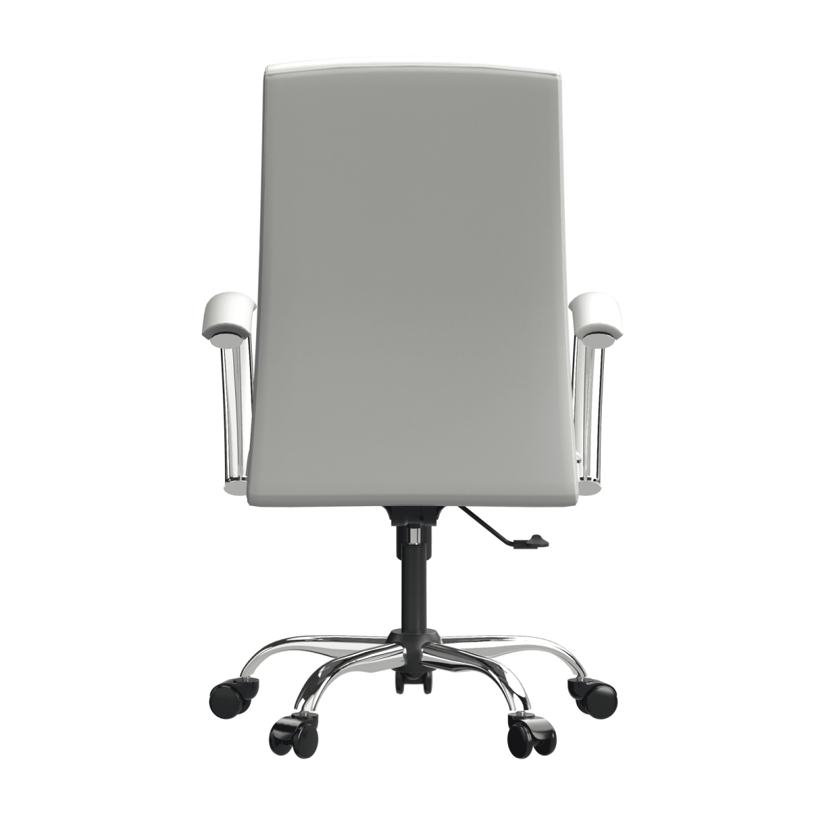 Evander Modern Swivel Office Chair in Leather with Adjustable Height and Silver Frame White Office Chair Leisuremod