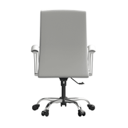 Evander Modern Swivel Office Chair in Leather with Adjustable Height and Silver Frame White Office Chair Leisuremod
