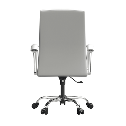 Leisuremod Office Chair Evander Modern Swivel Office Chair in Faux Leather with Adjustable Height and Silver Frame