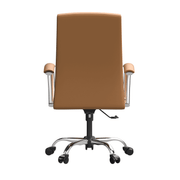 Evander Modern Swivel Office Chair in Leather with Adjustable Height and Silver Frame Acorn Brown Office Chair Leisuremod