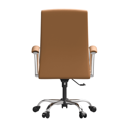 Leisuremod Office Chair Evander Modern Swivel Office Chair in Faux Leather with Adjustable Height and Silver Frame
