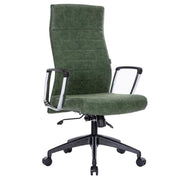 Hilton High-Back Leather Office Chair Adjustable Seat Height in Nylon Green Office Chair Leisuremod
