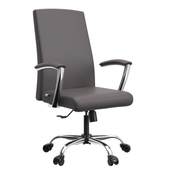 Evander Modern Swivel Office Chair in Leather with Adjustable Height and Silver Frame Grey Office Chair Leisuremod