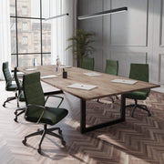 Hilton High-Back Leather Office Chair Adjustable Seat Height in Nylon Green Office Chair Leisuremod