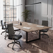 Hilton High-Back Leather Office Chair Adjustable Seat Height in Nylon Charcoal Office Chair Leisuremod