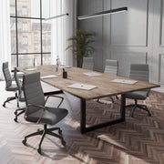 Hilton High-Back Leather Office Chair Adjustable Seat Height in Nylon Grey Office Chair Leisuremod