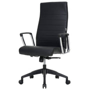 Hilton High-Back Leather Office Chair Adjustable Seat Height in Nylon Black Office Chair Leisuremod