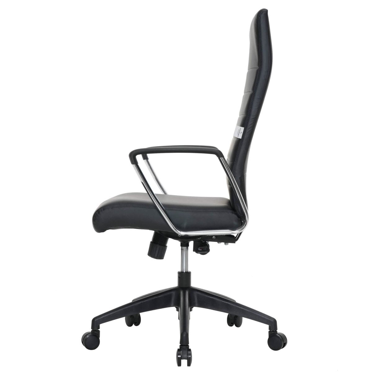 Hilton High-Back Leather Office Chair Adjustable Seat Height in Nylon Black Office Chair Leisuremod