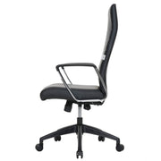 Hilton High-Back Leather Office Chair Adjustable Seat Height in Nylon Black Office Chair Leisuremod