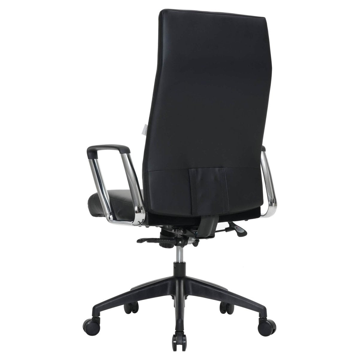 Hilton High-Back Leather Office Chair Adjustable Seat Height in Nylon Black Office Chair Leisuremod