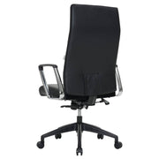 Hilton High-Back Leather Office Chair Adjustable Seat Height in Nylon Black Office Chair Leisuremod