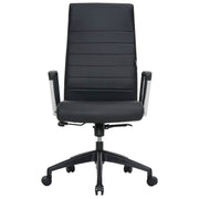 Hilton High-Back Leather Office Chair Adjustable Seat Height in Nylon Black Office Chair Leisuremod
