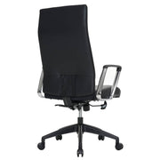 Hilton High-Back Leather Office Chair Adjustable Seat Height in Nylon Black Office Chair Leisuremod