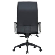 Hilton High-Back Leather Office Chair Adjustable Seat Height in Nylon Black Office Chair Leisuremod
