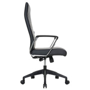Hilton High-Back Leather Office Chair Adjustable Seat Height in Nylon Black Office Chair Leisuremod