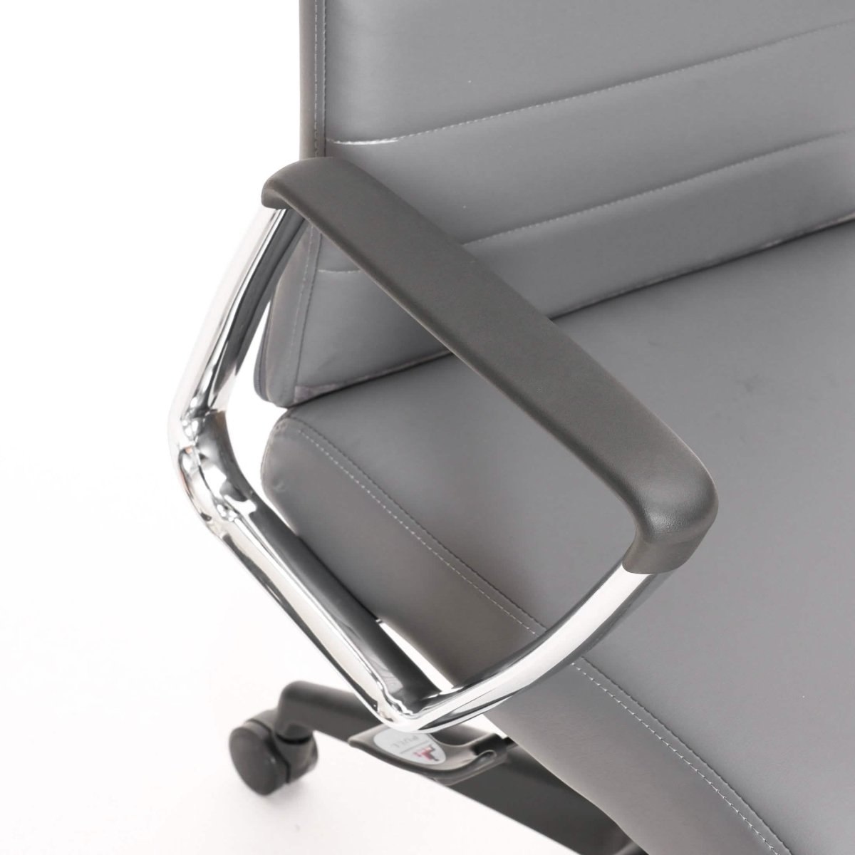 Hilton High-Back Leather Office Chair Adjustable Seat Height in Nylon Grey Office Chair Leisuremod