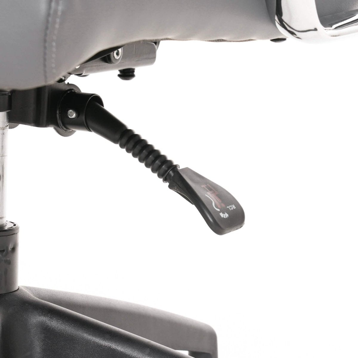 Hilton High-Back Leather Office Chair Adjustable Seat Height in Nylon Grey Office Chair Leisuremod