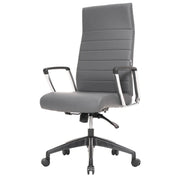 Hilton High-Back Leather Office Chair Adjustable Seat Height in Nylon Grey Office Chair Leisuremod