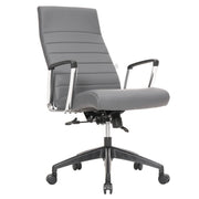 Hilton High-Back Leather Office Chair Adjustable Seat Height in Nylon Grey Office Chair Leisuremod