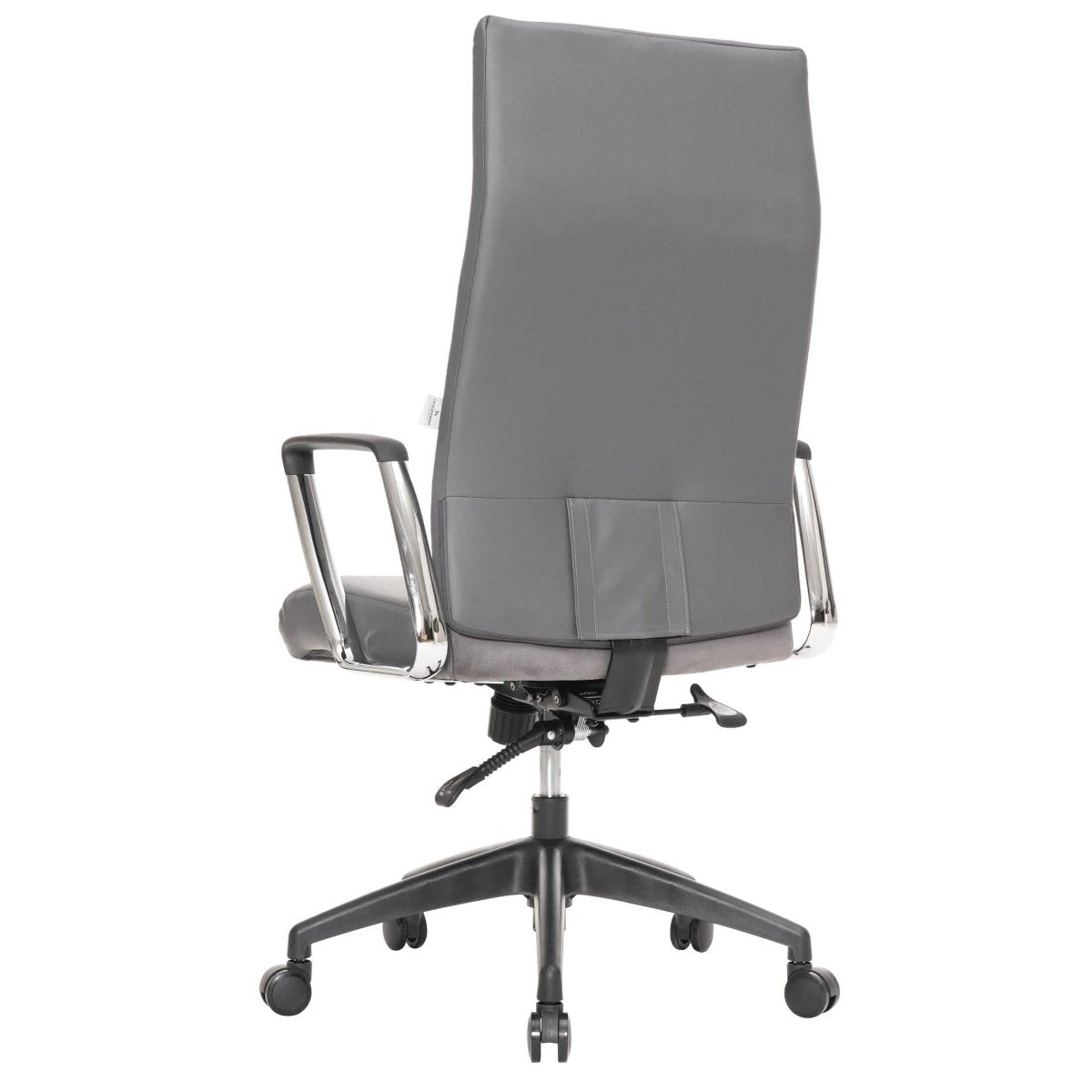 Hilton High-Back Leather Office Chair Adjustable Seat Height in Nylon Grey Office Chair Leisuremod