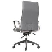 Hilton High-Back Leather Office Chair Adjustable Seat Height in Nylon Grey Office Chair Leisuremod