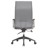 Hilton High-Back Leather Office Chair Adjustable Seat Height in Nylon Grey Office Chair Leisuremod