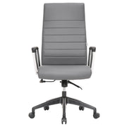Hilton High-Back Leather Office Chair Adjustable Seat Height in Nylon Grey Office Chair Leisuremod