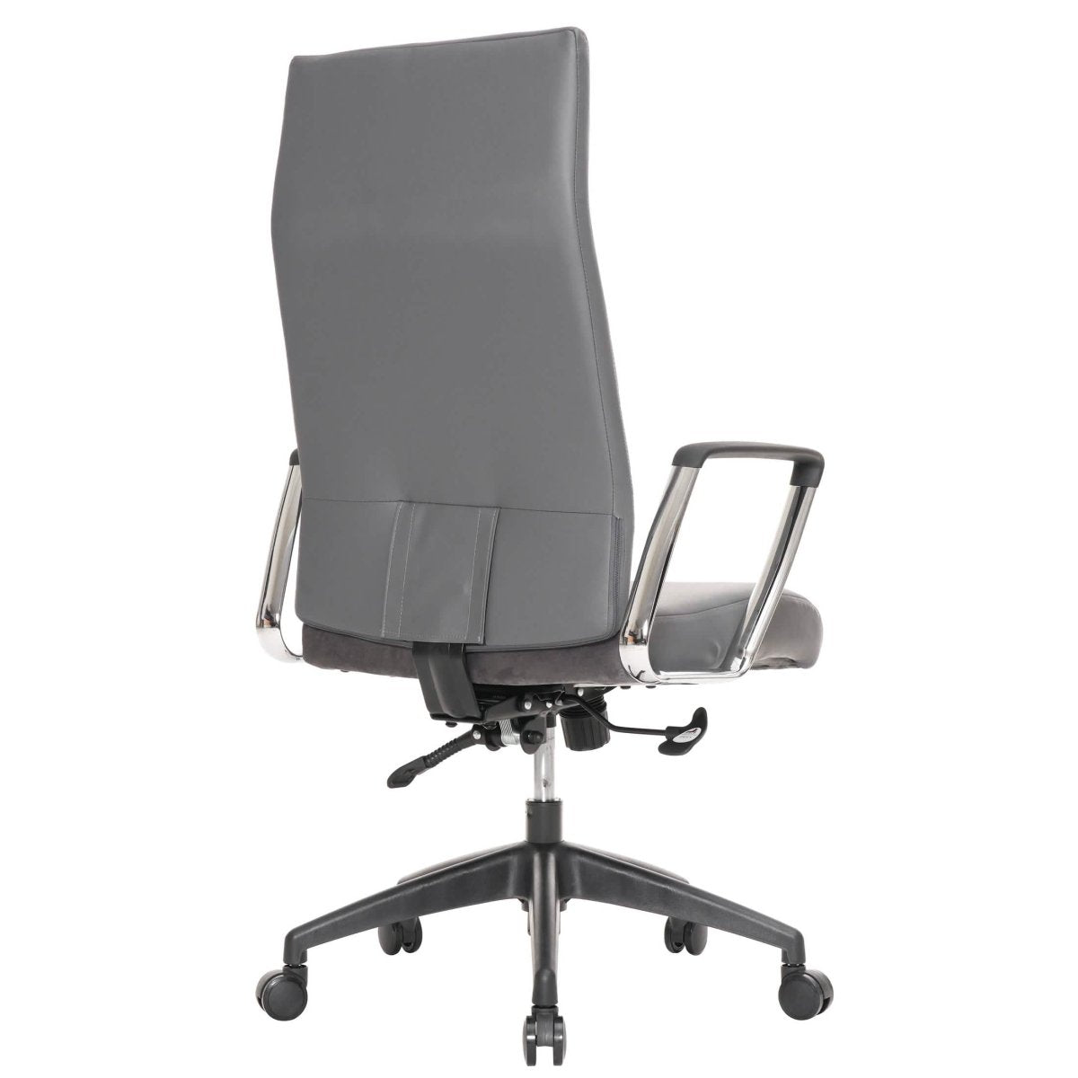 Hilton High-Back Leather Office Chair Adjustable Seat Height in Nylon Grey Office Chair Leisuremod