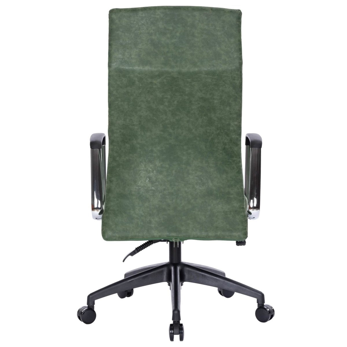 Hilton High-Back Leather Office Chair Adjustable Seat Height in Nylon Green Office Chair Leisuremod