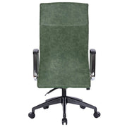Hilton High-Back Leather Office Chair Adjustable Seat Height in Nylon Green Office Chair Leisuremod