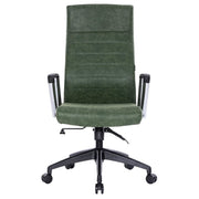 Hilton High-Back Leather Office Chair Adjustable Seat Height in Nylon Green Office Chair Leisuremod