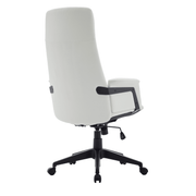 Inifini High-Back Leather Ergonomic Office Chair With Lumbar Support, Adjustable Hight and Swivel White Office Chair Leisuremod