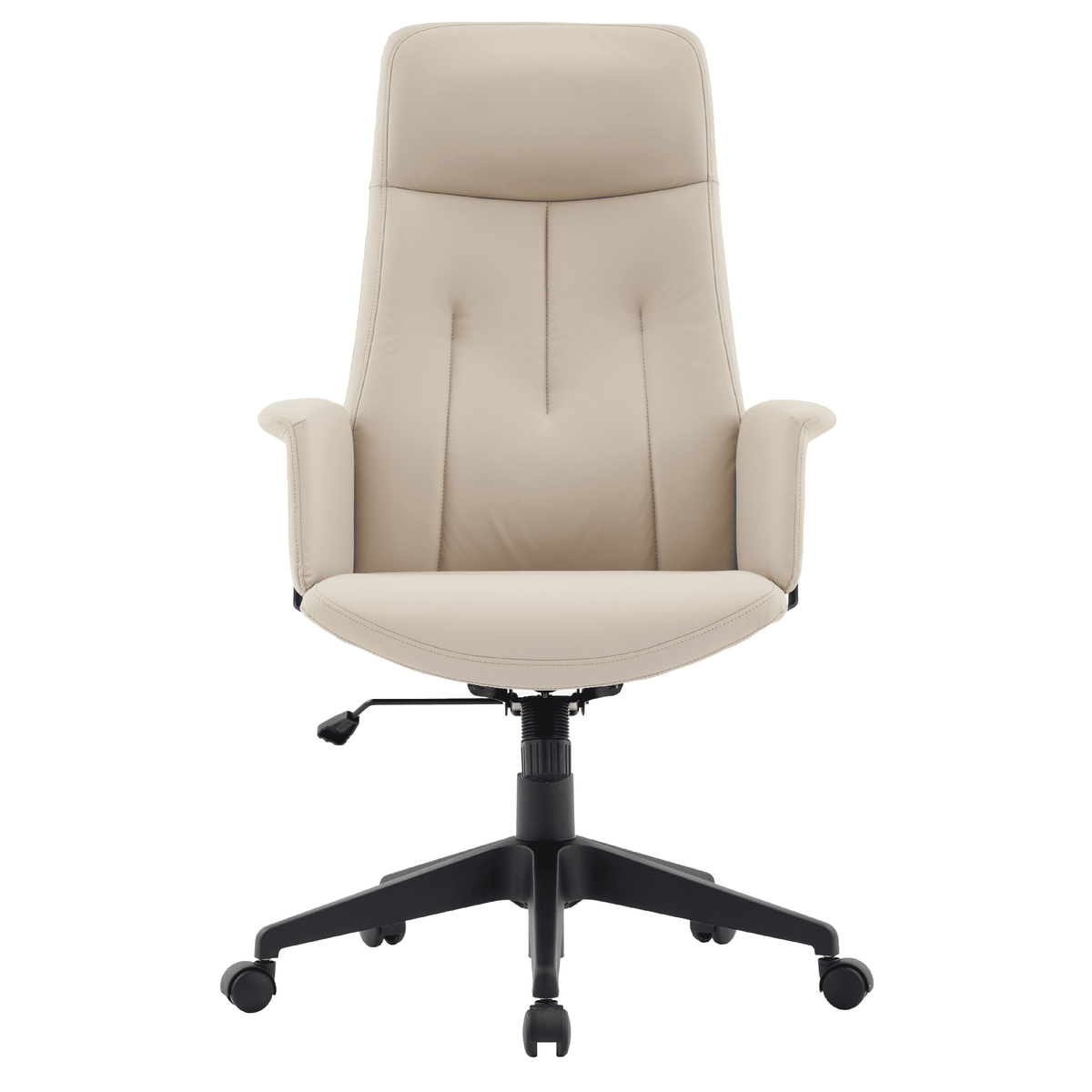 Inifini High-Back Leather Ergonomic Office Chair With Lumbar Support, Adjustable Hight and Swivel Tan Office Chair Leisuremod