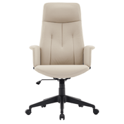 Inifini High-Back Leather Ergonomic Office Chair With Lumbar Support, Adjustable Hight and Swivel Tan Office Chair Leisuremod
