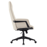 Inifini High-Back Leather Ergonomic Office Chair With Lumbar Support, Adjustable Hight and Swivel Tan Office Chair Leisuremod