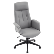 Inifini High-Back Leather Ergonomic Office Chair With Lumbar Support, Adjustable Hight and Swivel Grey Office Chair Leisuremod