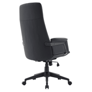 Inifini High-Back Leather Ergonomic Office Chair With Lumbar Support, Adjustable Hight and Swivel Black Office Chair Leisuremod
